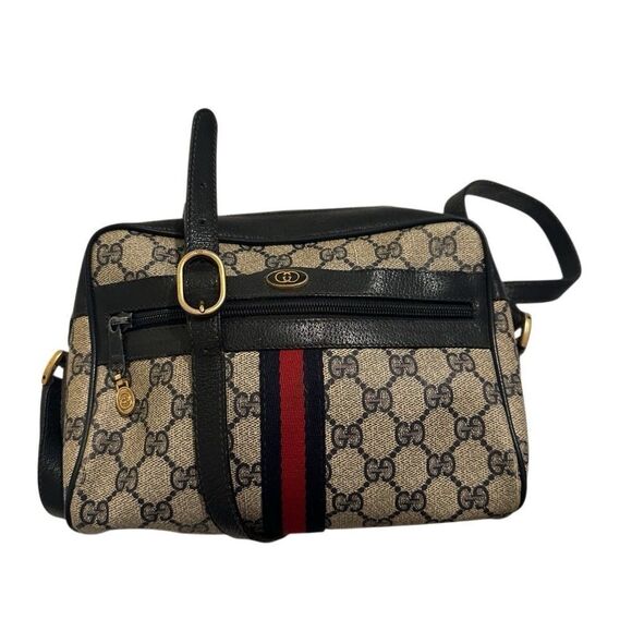 Gucci Cream and Navy Ophidia Crossbody Bag with Iconic Style - Picture 2 of 14